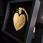 Lovegrenade 23kt Goud Verguld Kunstwerk In Lijst Popart Collectie thumbnail 7
