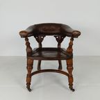 Victoriaanse Mahoniehouten Leren Bureaustoel thumbnail 2