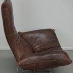 Wammes Loungestoel Van Bruin Leer Door Gerard Van Den Berg Voor Montis, Jaren 70 thumbnail 4