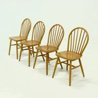 Set Of 4 Scandinavian Spindle Back Dining Chairs In Style Of Akerblom 1960s thumbnail 2