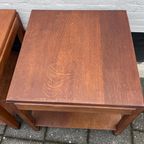 Set Van 2 Bijna Identieke Eiken Tafels Met Onderblad 61 Cm Hoog thumbnail 5