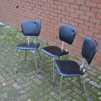 Twee Retro Soudexvinyl Stoelen Skai Leder Zwart, 3 Stuks thumbnail 3