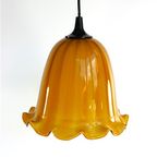 Vintage Glazen Hanglamp – Oker Geschulpt thumbnail 2