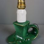 Vintage Groene Keramieken Franse Lamp Met Gouden Accenten thumbnail 5