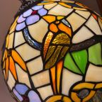 2 Beschikbaar Vintage Art Nouveau Stijl Papegaai Glas In Lood thumbnail 2