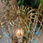 Vintage Murano Tafellamp Opaline Blauwe Pegels Messing Frame thumbnail 3