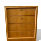 Vintage Houten Ladekast Kast – 4 Lades Met Metalen Grepen thumbnail 8
