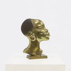 Solid Brass Sculpture African Woman 1950S thumbnail 4