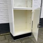 Vintage Metalen Originele Vitrinekast, Uit Ziekenhuis, Met Glasplaten, 60 Cm Breed thumbnail 9