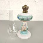 Antieke Handbeschilderde Opaline Olielamp thumbnail 4