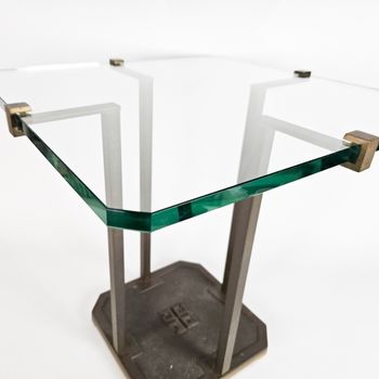 Peter Ghyczy Voor Ghyczy - Model T18 - Brutalist - Messing - Glas - Bijzettafel - Holland - 1970'