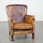 Unieke En Karaktervolle Oude Schapenleren Fauteuil/armchair Met Bijzondere Kleuren thumbnail 7