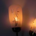 Vintage Wandlamp Met Buisstangen En 2 Glazen Kappen thumbnail 12