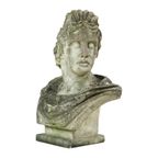 Prachtige Verweerde Apollo Buste Tuinbeeld Gegoten Steen 65cm thumbnail 14