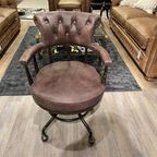 Showroommodel: Stoere Industriële Chesterfield Bureaustoel Vintage Bruin Captainchair thumbnail 10