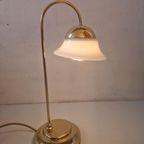 Vintage Messing En Melkglas Bloem Vorm Bureaulamp thumbnail 6
