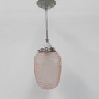 Art Deco Hanglamp Met Roze Glazen Kap thumbnail 5