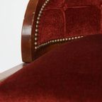 Zeer Charmante Art Deco “wolken” Eetkamer/ Bijzetstoel Met Luxe Rode Bekleding thumbnail 13