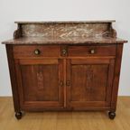 Vintage Frans Dressoir Commode, Ladekast Badkamermeubel Marmer Blad 115 thumbnail 4