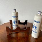 Twee Vintage Drank-kruiken Met Houten Houder thumbnail 2