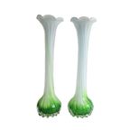 2 - Set Soliflore Één Bloemsvazen In Opaline Glas Groen/Wit/Blauw, Italie 1950-1974 thumbnail 2
