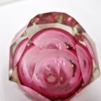 Caged And Diamond Cut Glass Pink And Clear Vase, 1980S thumbnail 10