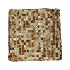 Vintage Vierkante Poef Geitenleer Patchwork Mozaïek Patroon thumbnail 11