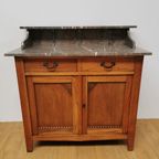 Vintage Frans Dressoir Commode, Ladekast Badkamermeubel Met Marmer Blad 211 thumbnail 4