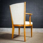 Eikenhouten Stoelen – Wit Vinyl Bekleed – Toegeschreven Aan Pander – 1950 thumbnail 9