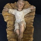 Grote Oude Gipsen Jezus In De Kribbe, 29 Cm Lang thumbnail 5