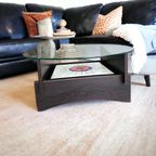 Vintage Ronde Salontafel Met Glas & Hout & Tegels thumbnail 3