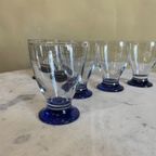 6 X Art Deco 1930 Waterglazen Wijnglazen Glazen Blauwe Voet thumbnail 4