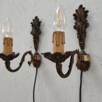 Vintage Messing Hollywood Regency Wandlampjes Bedlampjes Set Prijs thumbnail 5
