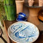 Handmade Gesigneerde Keramiek Schaal Pauw Vintage thumbnail 4