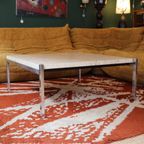 Salontafel Van Travertijn En Chroommetaal, 1970 thumbnail 2