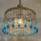 Set Van 2 Blauw Azuur Kroonluchters Hanglampen Teardrop Pegels Vintage thumbnail 7