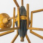 Mid-century Italiaanse Bollen Luster In Messing En Melkglas thumbnail 9