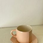 Peach Pink Coffee Cups With Gold thumbnail 4