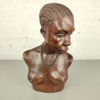Houten Buste Afrikaanse Vrouw thumbnail 2