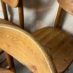 5x Vintage Grenen Keuken Stoelen, Nieuwe Gelakt, Daumiller Style thumbnail 9