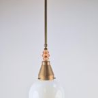 Vintage Art Deco Bol Hanglamp Schoollamp Copper Glas ‘20 thumbnail 2
