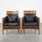 Set Van 2 Schuitema Artdeco Design Fauteuils Uit De Decoforma Serie Met Zwart Leer En Opvallende thumbnail 2