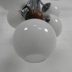 Chromen Vintage Hanglamp Met 9 Witte Glazen Bollen, Jaren, 60 thumbnail 19