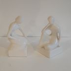 White Glazed Ceramic Bookends thumbnail 7