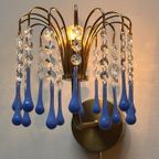 10 Beschikbaar! Vintage Blauwe Opaline Murano Wandlampen thumbnail 2