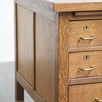 Antiek Art Deco Bureau Uit Begin 20e Eeuw Gemaakt Van Eikenhout In Amsterdamse School Stijl thumbnail 13