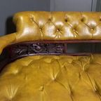 Antiek Leren Victoriaans Chesterfield Leesbankje thumbnail 3