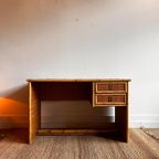 Rotan Bamboe Bureau Italiaans Design Vintage thumbnail 12