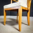 Eikenhouten Stoelen – Wit Vinyl Bekleed – Toegeschreven Aan Pander – 1950 thumbnail 10