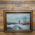 Schilderij Winter Landschap Met Molen thumbnail 2